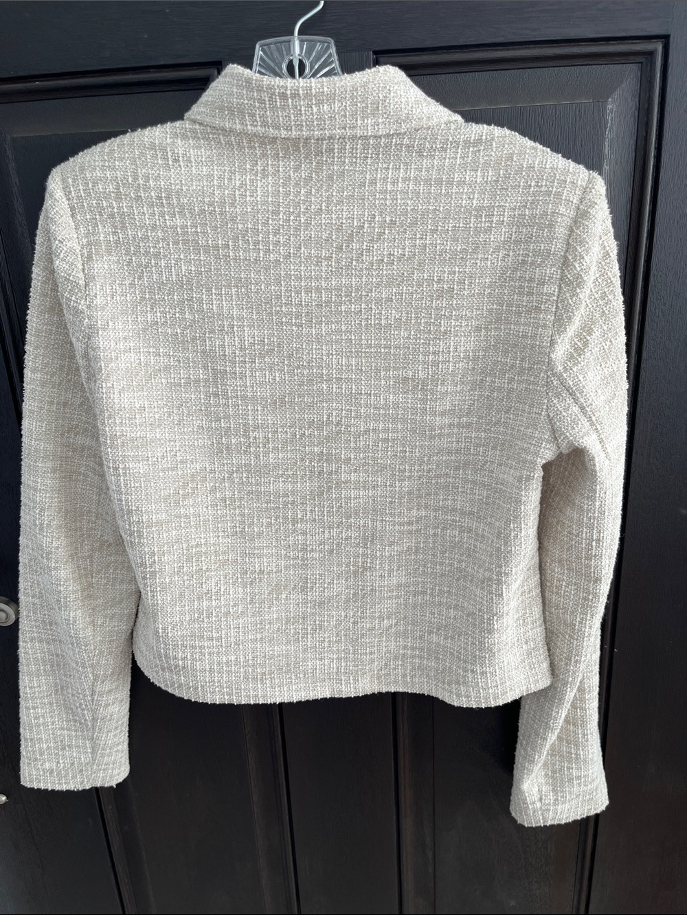 Amanda & Chelsea Size Small Cropped Cream Bouclé Button-Front Women's Jacket - Picture 4 of 7